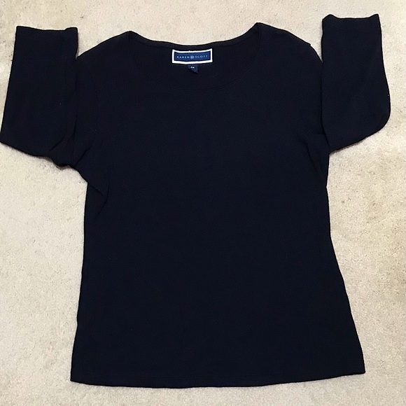 🆕🔥KAREN SCOTT BEAUTIFUL BLACK 3/4 SLEEVE SUPER SOFT DRESS SHIRT OR CASUAL NWOT - Picture 3 of 4